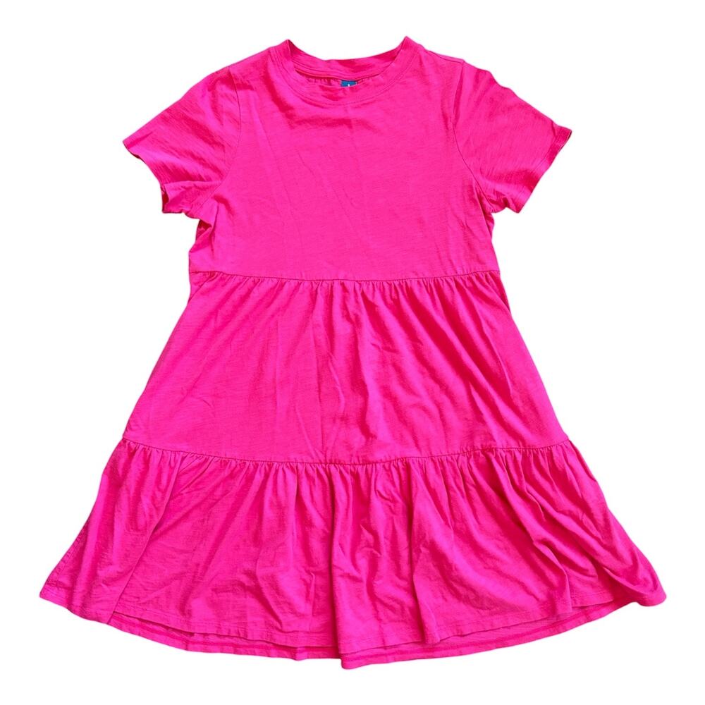 Old Navy Hot Pink Tiered Short Sleeved Summer Swing T-Shirt Dress Sz S Casual